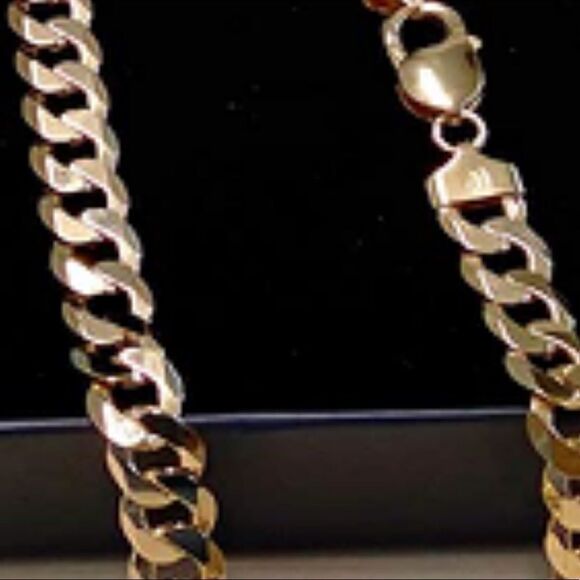 Men’s 18k Gold over 925 Cuban Chain 10mm Necklace - Picture 4 of 6